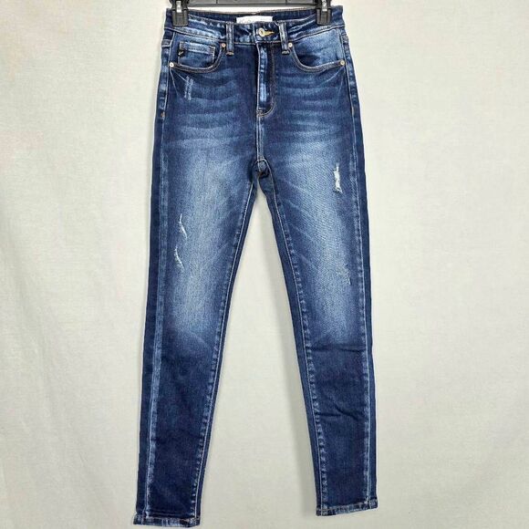 KanCan for Maurices Distressed Skinny Jeans Dark Wash 25 - Picture 1 of 9